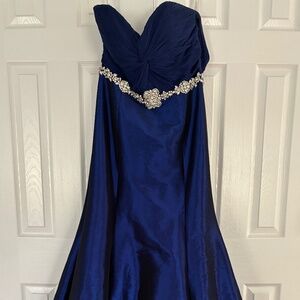Jovani Navy Strapless Formal Gown